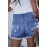Letters Print Raw Cuffs Denim Shorts